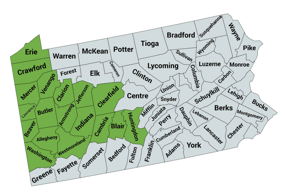 County Map Of Pennsylvania
